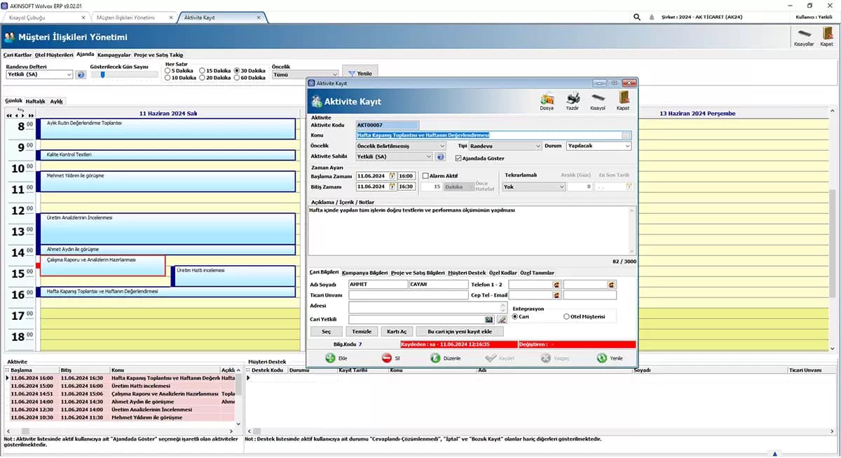 Wolvox CRM ekran görüntüsü