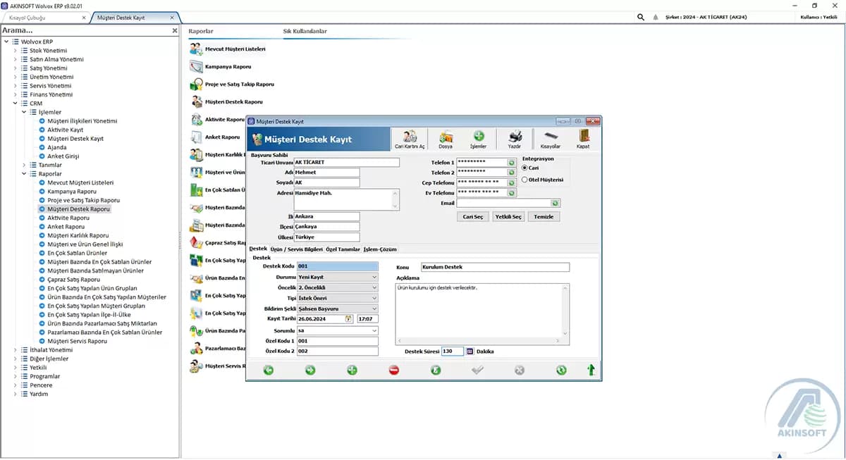 Wolvox CRM ekran görüntüsü 4